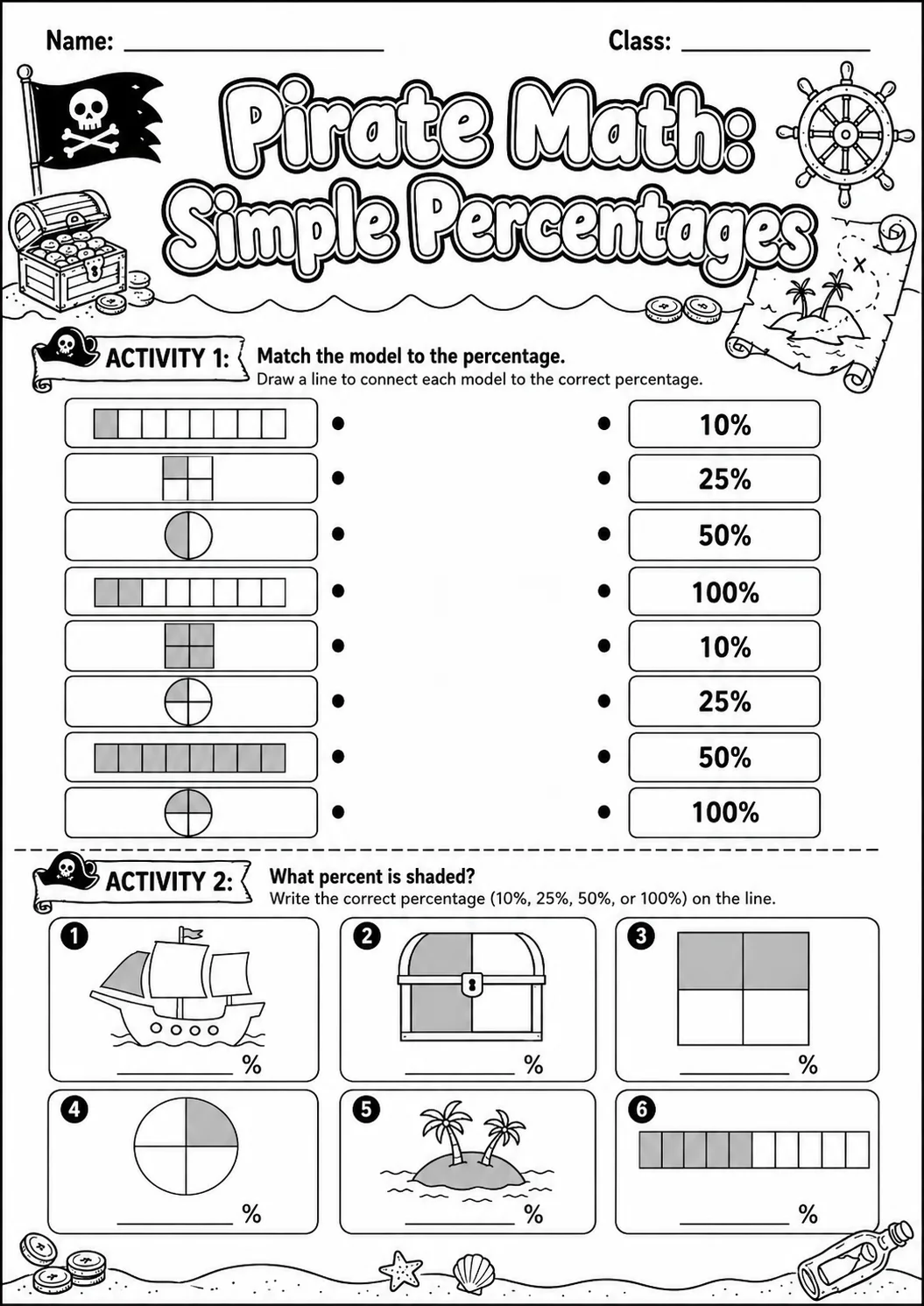 Pirate Math: Position and Direction Worksheet Pack page 3 printable Pirate Math preview