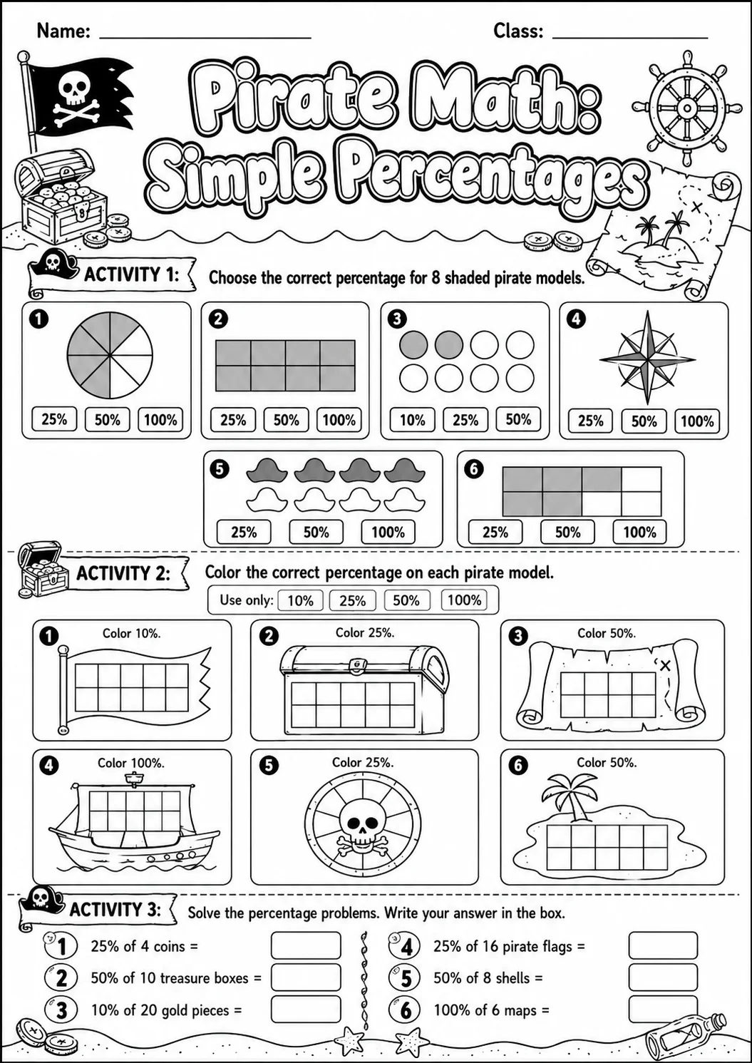Pirate Math: Position and Direction Worksheet Pack page 5 printable Pirate Math preview