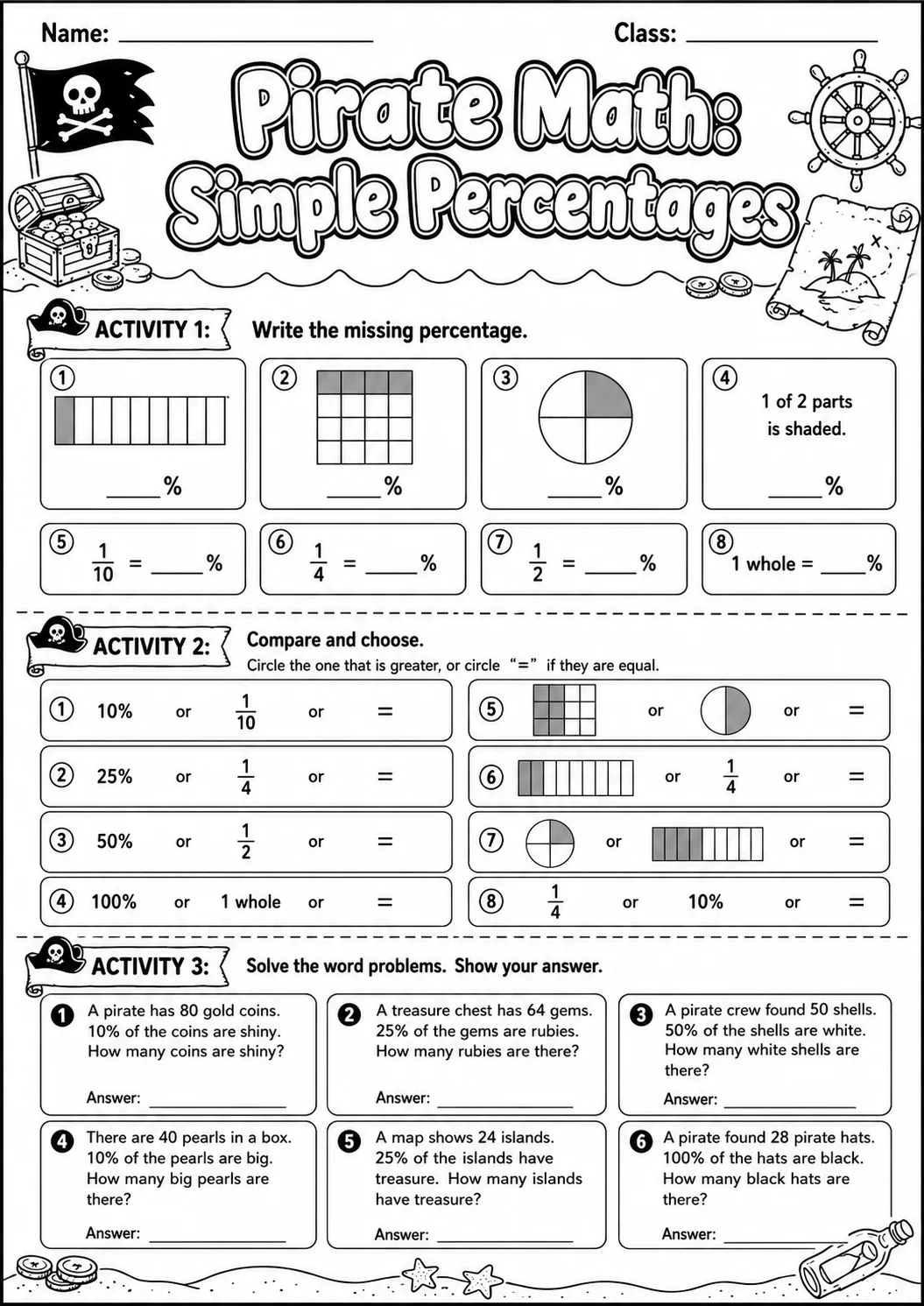 Pirate Math: Position and Direction Worksheet Pack page 7 printable Pirate Math preview