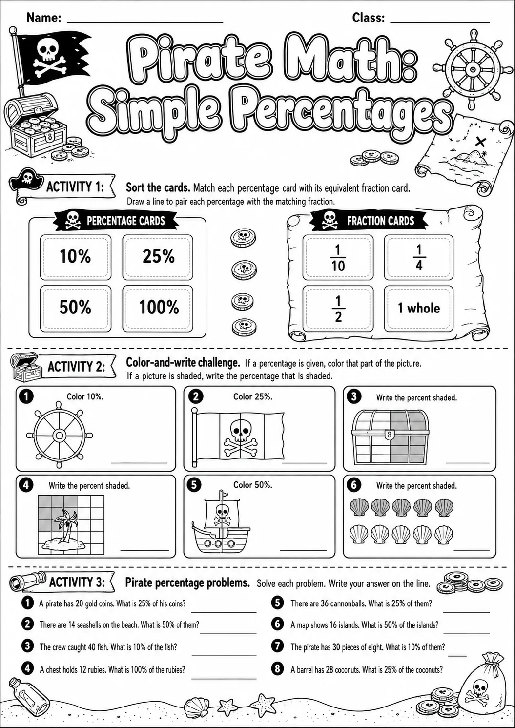 Pirate Math: Position and Direction Worksheet Pack page 9 printable Pirate Math preview