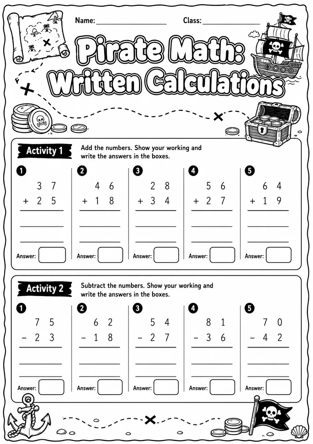 Pirate Math: Position and Direction Worksheet Pack page 2 printable Pirate Math preview