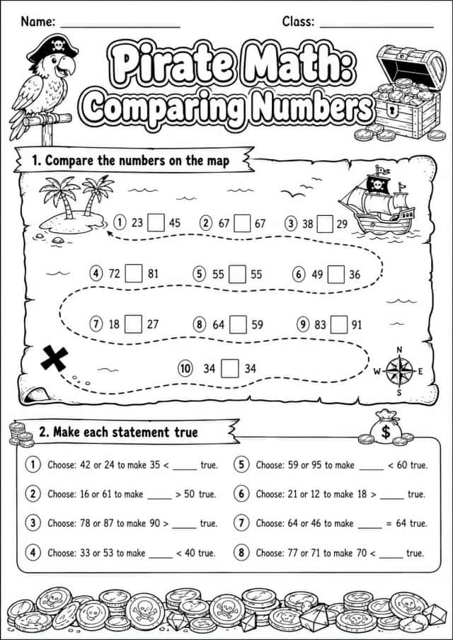Pirate Math: Word Problems Worksheet
