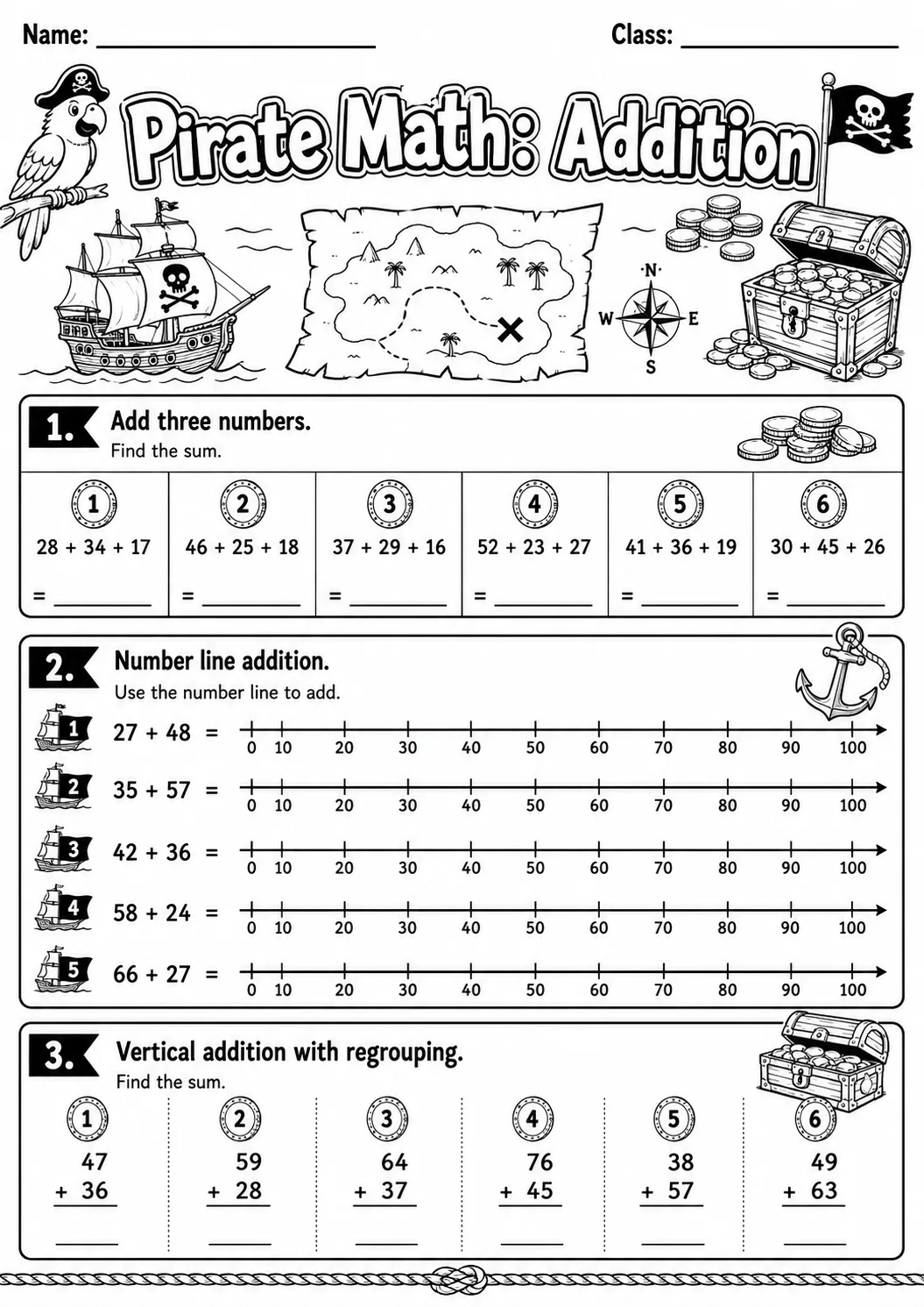 Pirate Math: Word Problems Worksheet Pack page 8 printable Pirate Math preview