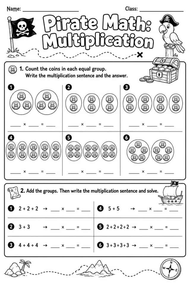 Pirate Math: Word Problems Worksheet Pack