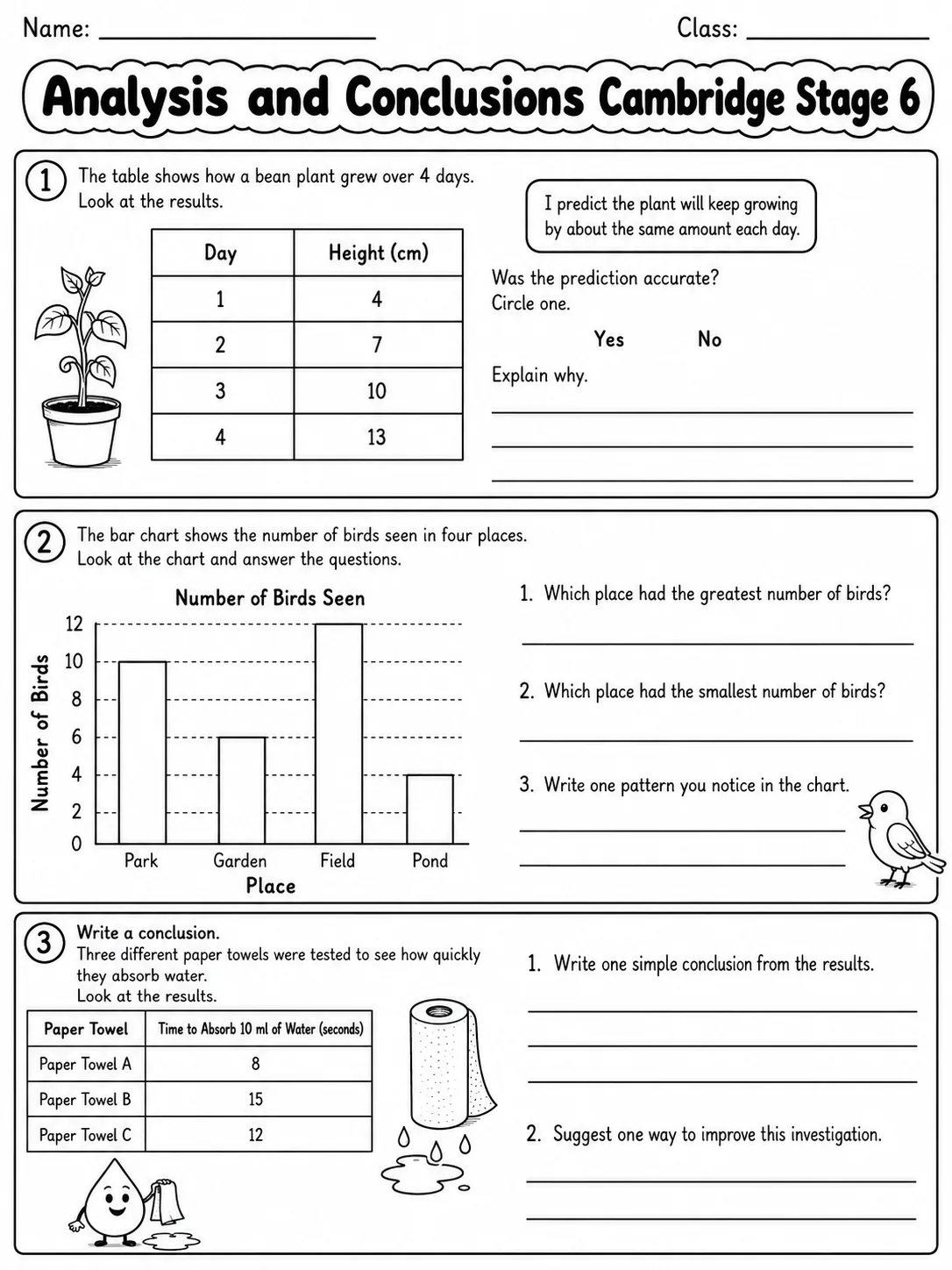 Analysis and Conclusions Cambridge Stage 6 printable Cambridge Primary Science Stage 6 worksheet preview from KiwiBee