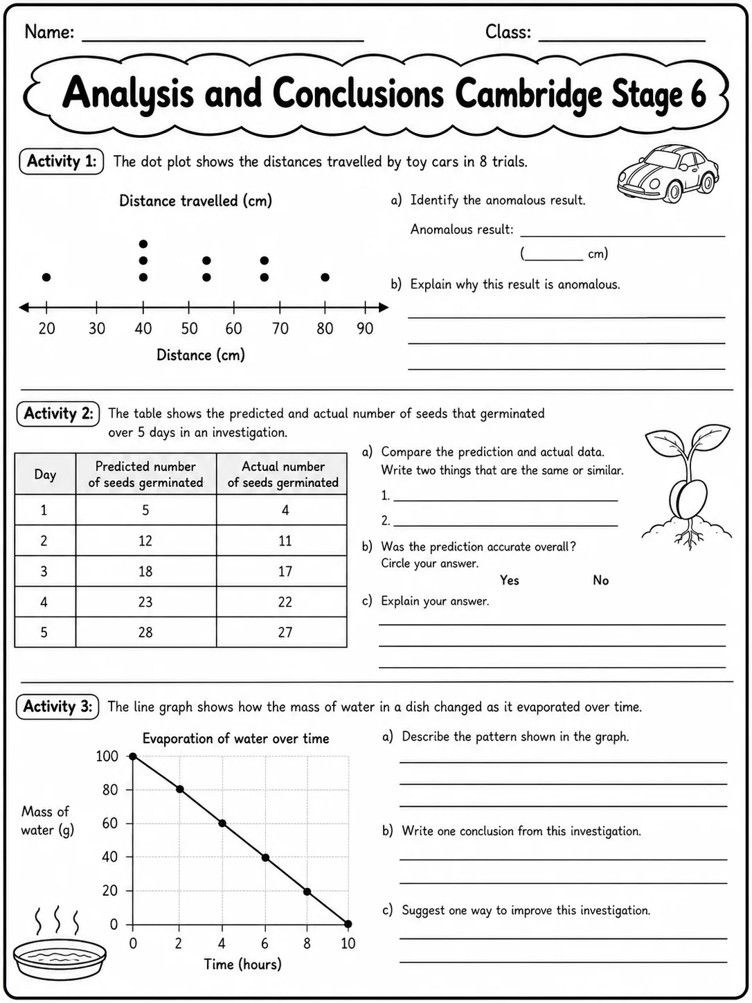 Analysis and Conclusions Cambridge Stage 6 page 3 printable Cambridge science worksheet preview