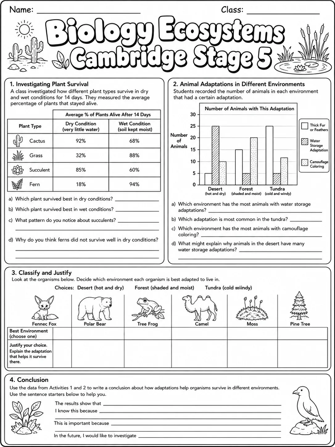 Biology Ecosystems Cambridge Stage 5 page 8 printable Cambridge science worksheet preview