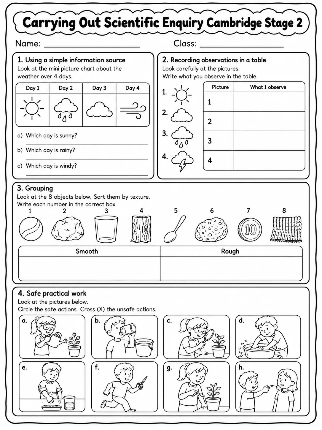 Carrying Out Scientific Enquiry Cambridge Stage 2 page 7 printable Cambridge science worksheet preview