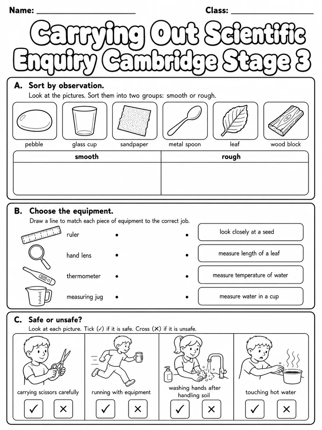 Carrying Out Scientific Enquiry Cambridge Stage 3 printable Cambridge Primary Science Stage 3 worksheet preview from KiwiBee