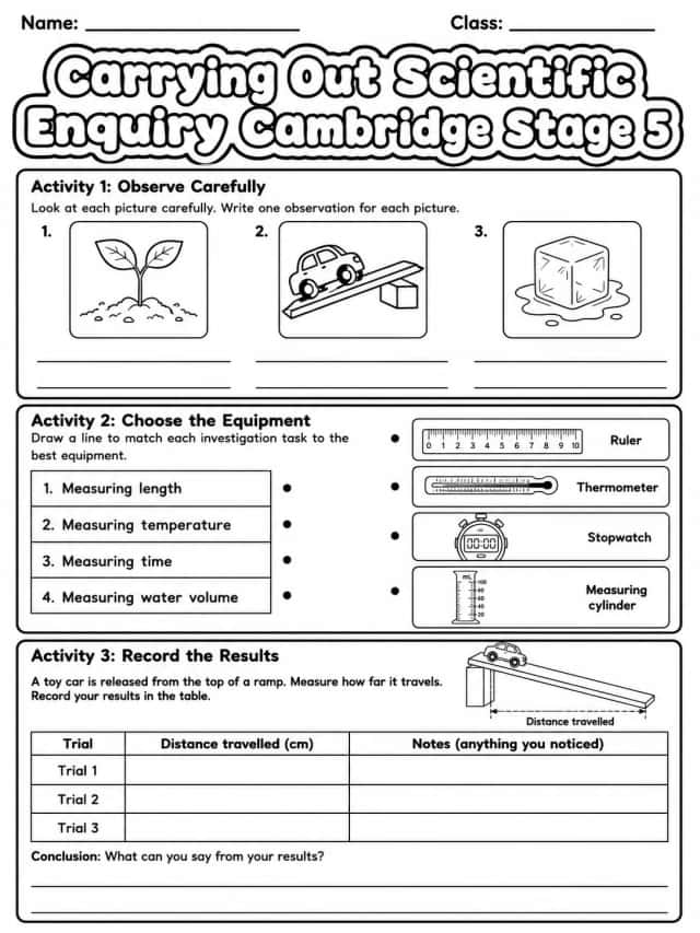 Carrying Out Scientific Enquiry Cambridge Stage 5