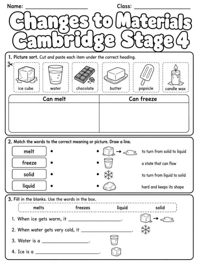 Changes to Materials Cambridge Stage 4
