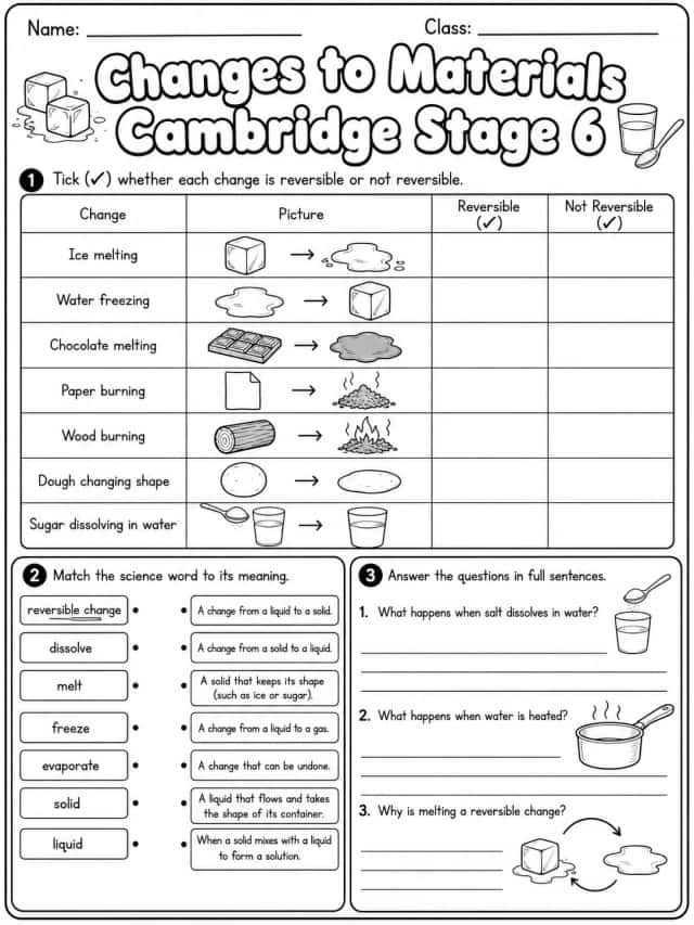 Changes to Materials Cambridge Stage 6