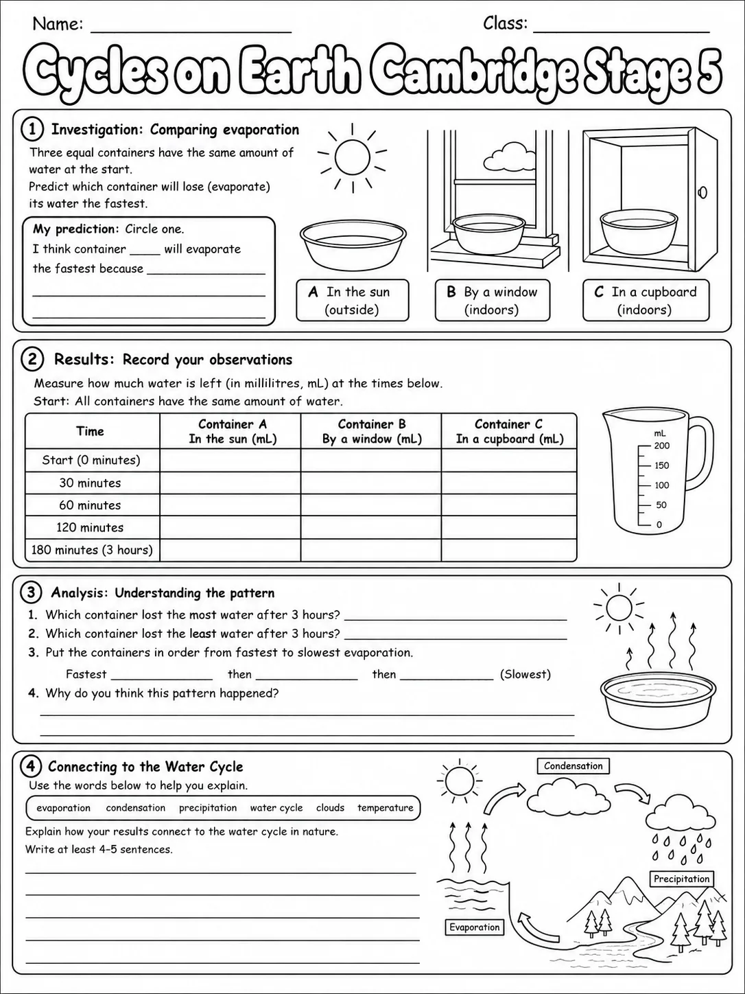 Cycles on Earth Cambridge Stage 5 page 9 printable Cambridge science worksheet preview