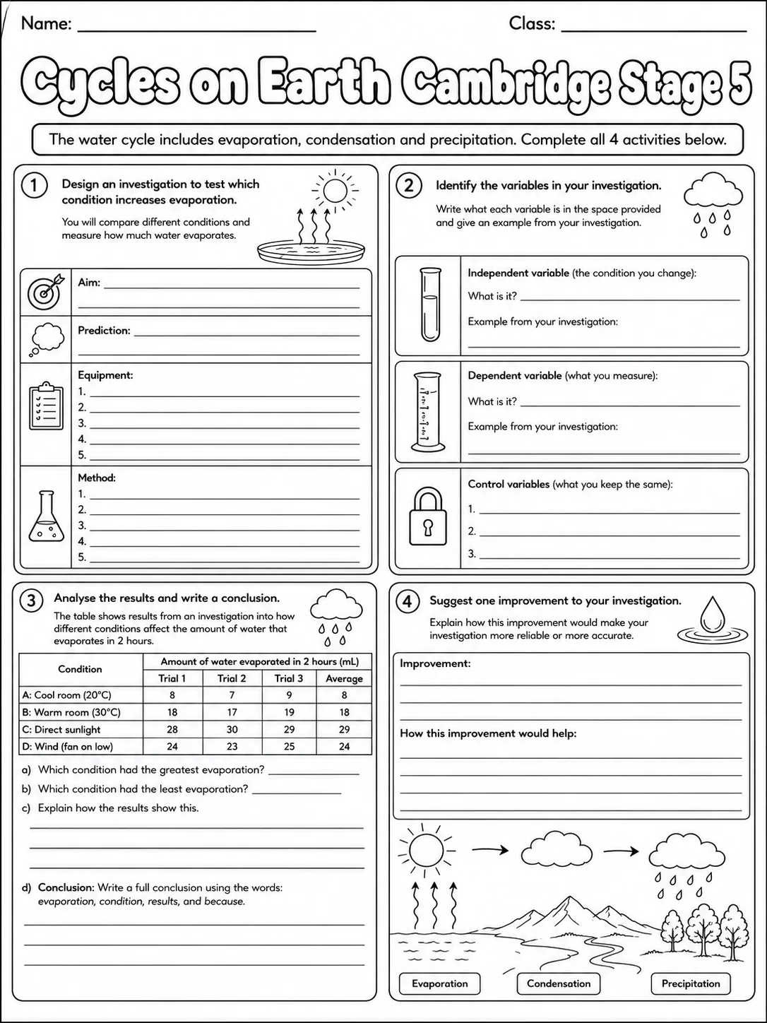 Cycles on Earth Cambridge Stage 5 page 10 printable Cambridge science worksheet preview