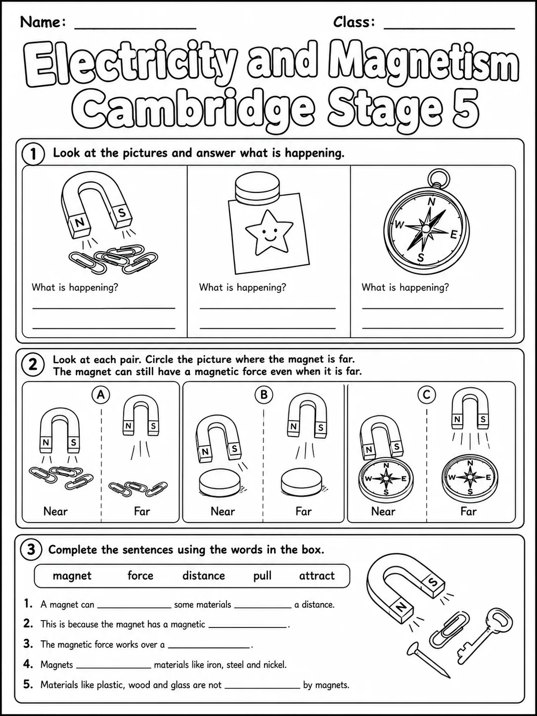 Electricity and Magnetism Cambridge Stage 5 page 4 printable Cambridge science worksheet preview