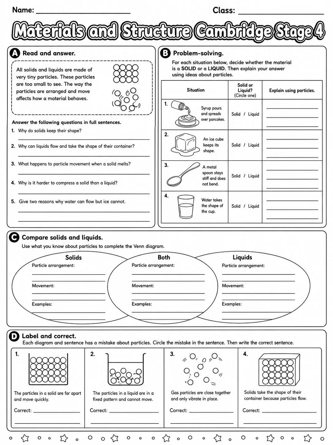 Materials and Structure Cambridge Stage 4 page 8 printable Cambridge science worksheet preview