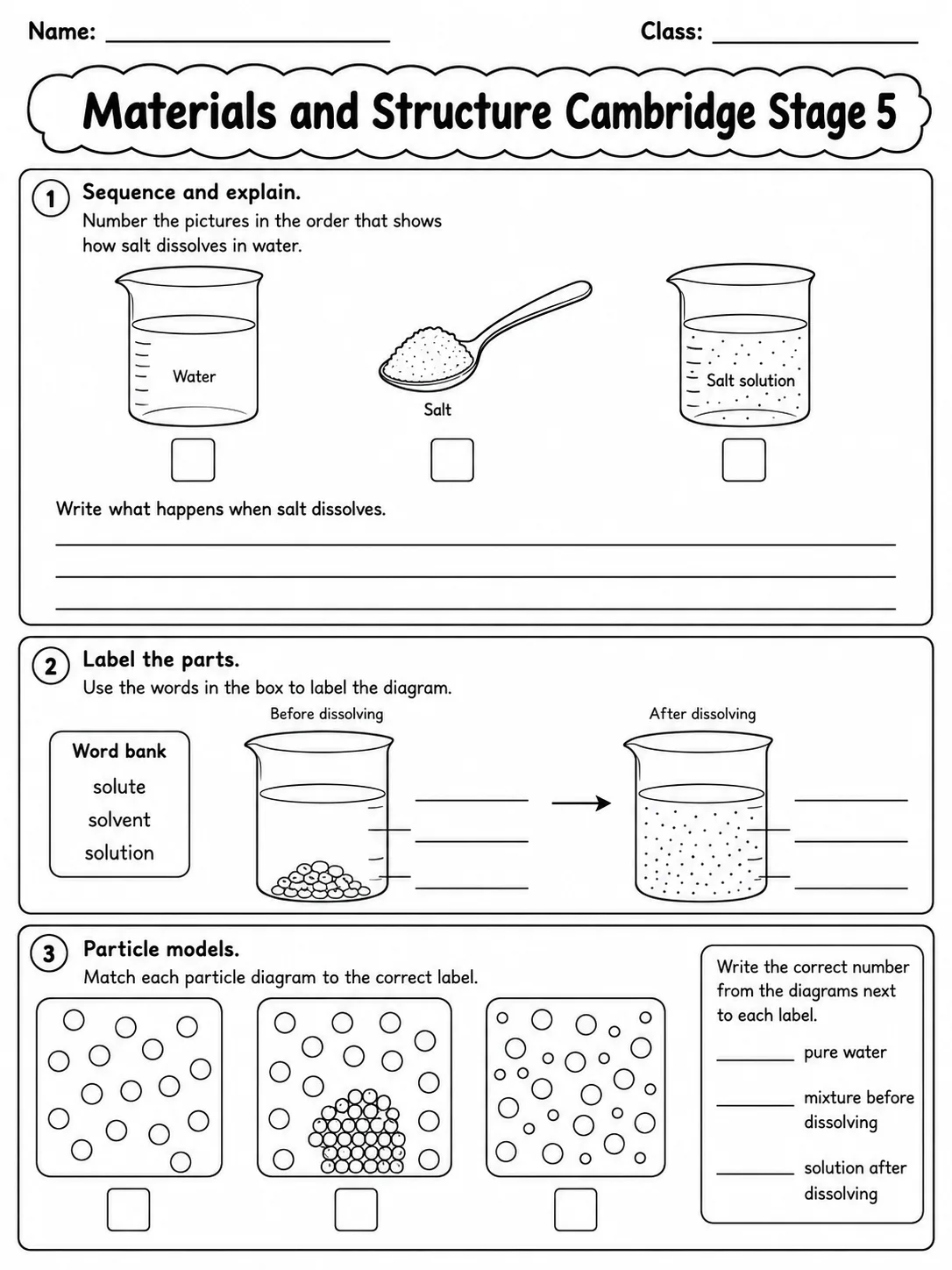 Materials and Structure Cambridge Stage 5 page 4 printable Cambridge science worksheet preview
