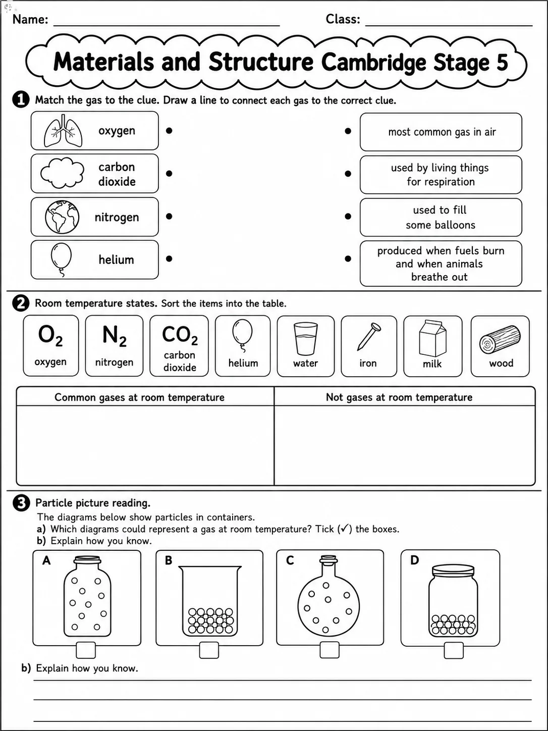 Materials and Structure Cambridge Stage 5 page 6 printable Cambridge science worksheet preview