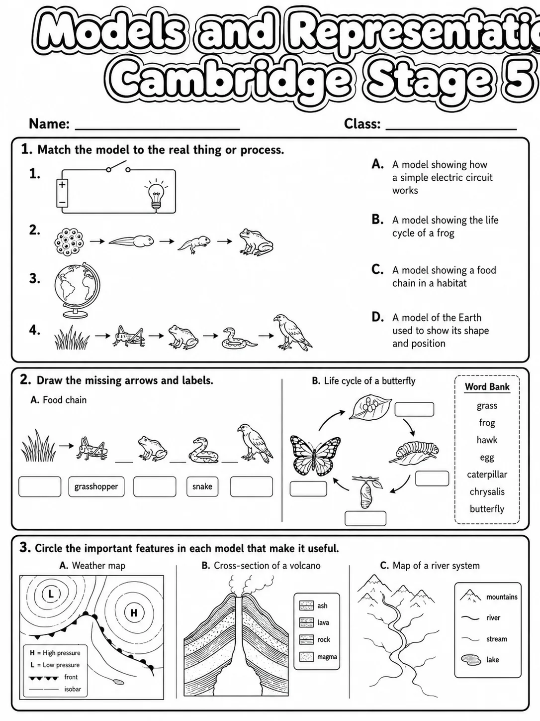 Models and Representations Cambridge Stage 5 page 4 printable Cambridge science worksheet preview