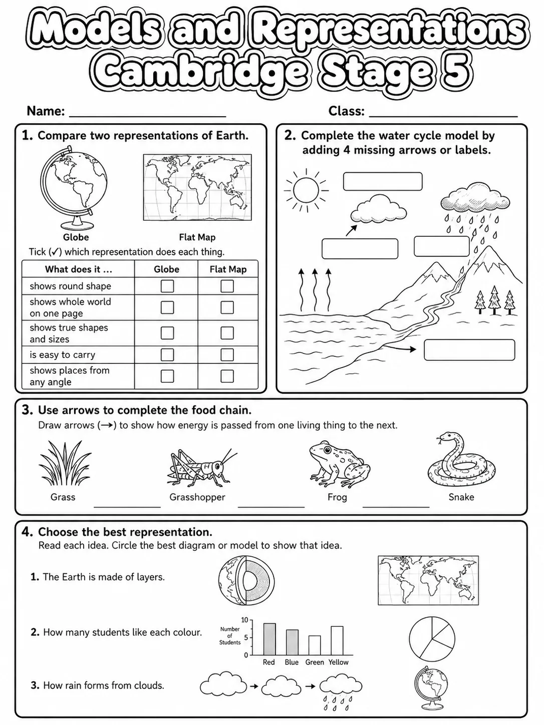 Models and Representations Cambridge Stage 5 page 6 printable Cambridge science worksheet preview