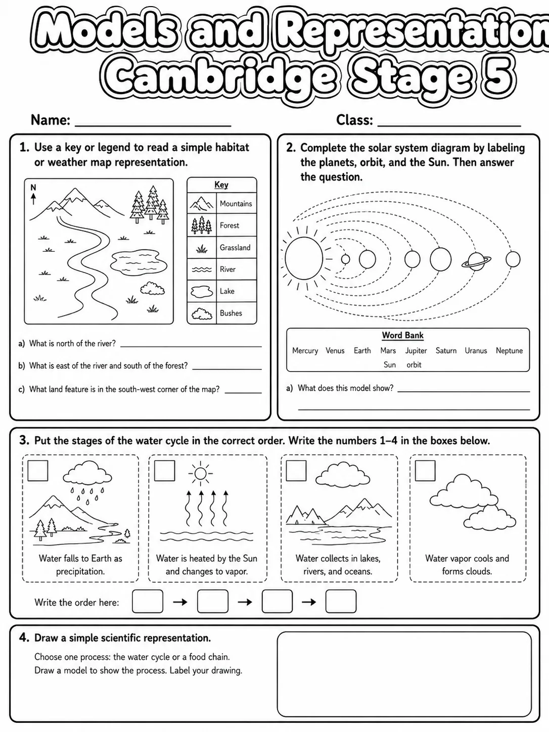 Models and Representations Cambridge Stage 5 page 9 printable Cambridge science worksheet preview