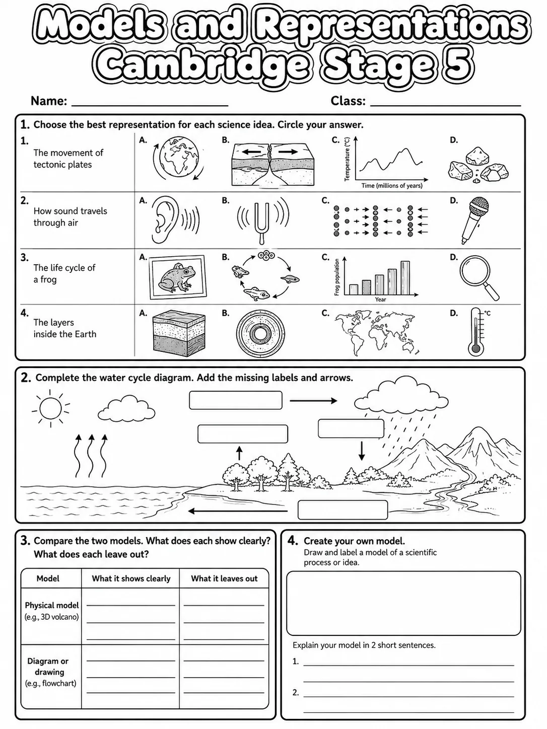 Models and Representations Cambridge Stage 5 page 10 printable Cambridge science worksheet preview