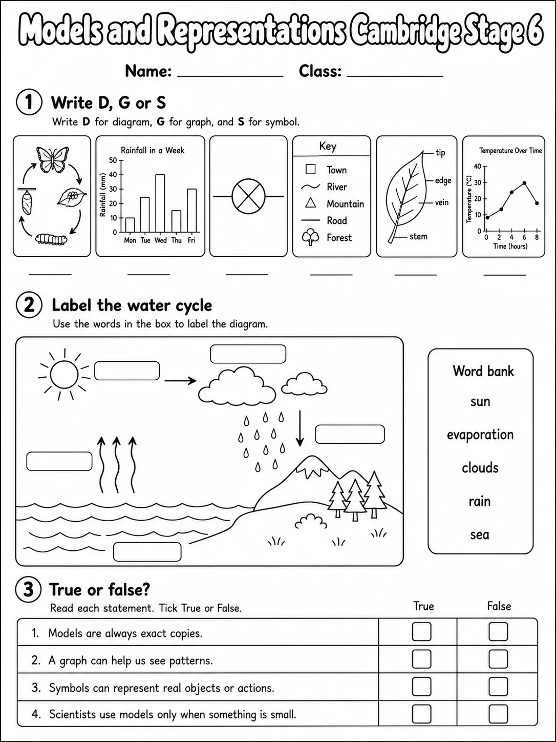 Models and Representations Cambridge Stage 6 page 2 printable Cambridge science worksheet preview