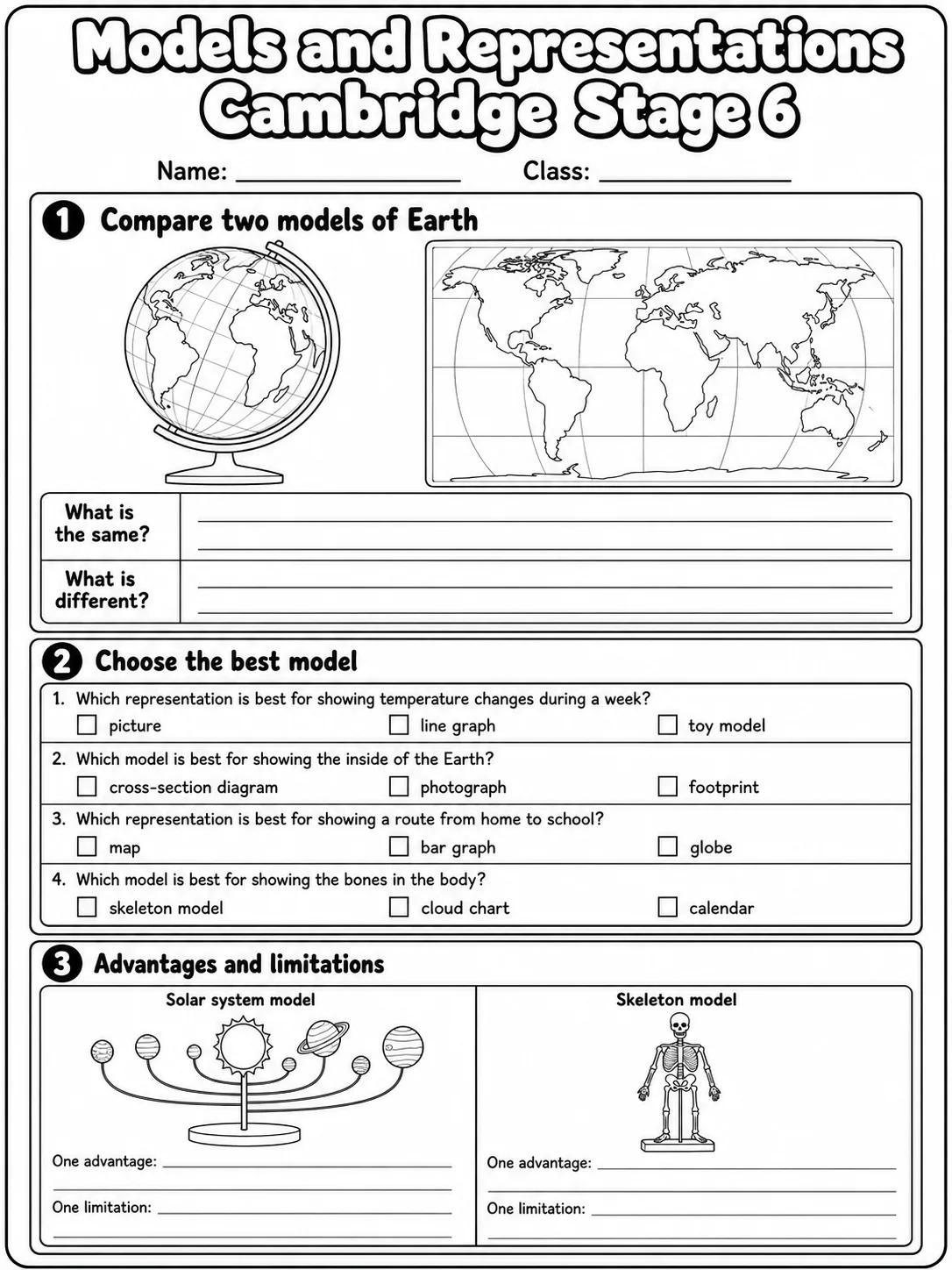 Models and Representations Cambridge Stage 6 page 3 printable Cambridge science worksheet preview
