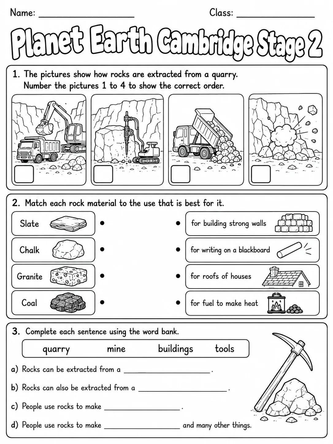 Planet Earth Cambridge Stage 2 page 4 printable Cambridge science worksheet preview