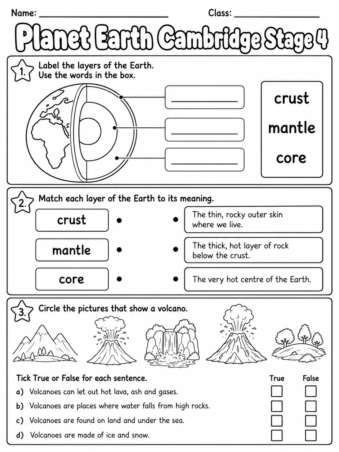 Planet Earth Cambridge Stage 4 printable Cambridge Primary Science Stage 4 worksheet preview from KiwiBee
