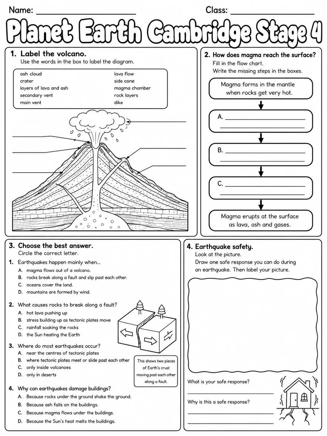 Planet Earth Cambridge Stage 4 page 7 printable Cambridge science worksheet preview