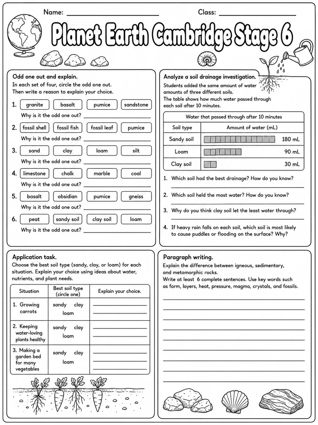Planet Earth Cambridge Stage 6 page 8 printable Cambridge science worksheet preview