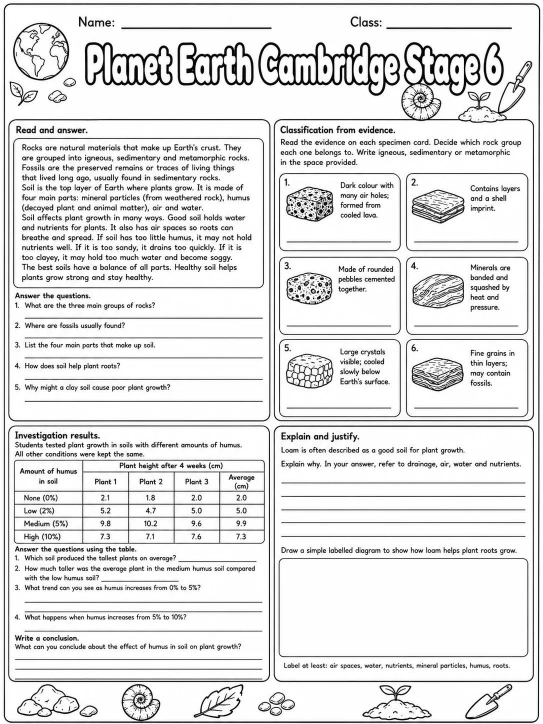Planet Earth Cambridge Stage 6 page 9 printable Cambridge science worksheet preview