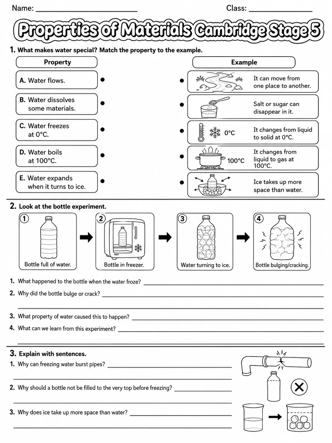 Properties of Materials Cambridge Stage 5 page 5 printable Cambridge science worksheet preview
