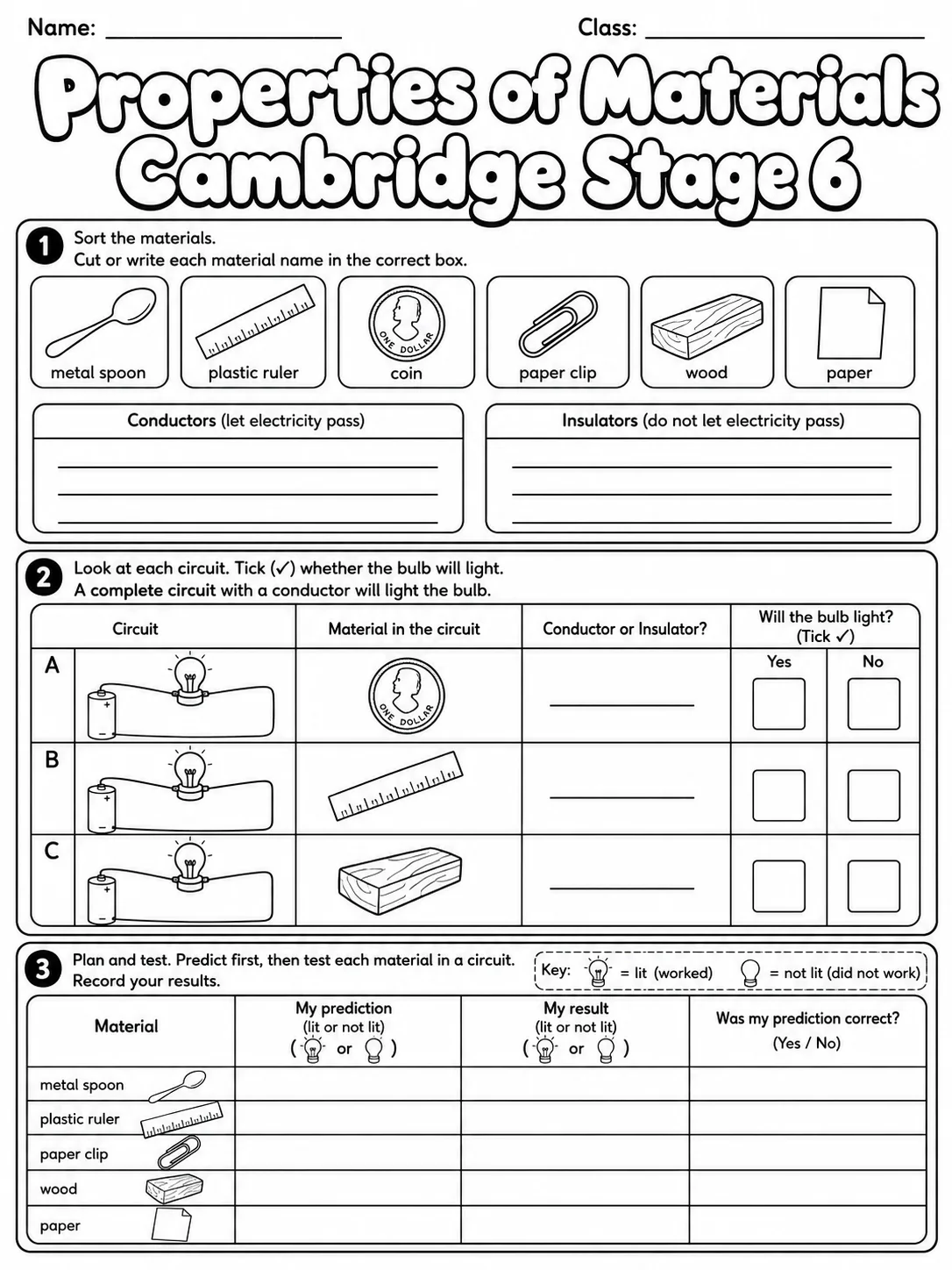 Properties of Materials Cambridge Stage 6 page 4 printable Cambridge science worksheet preview