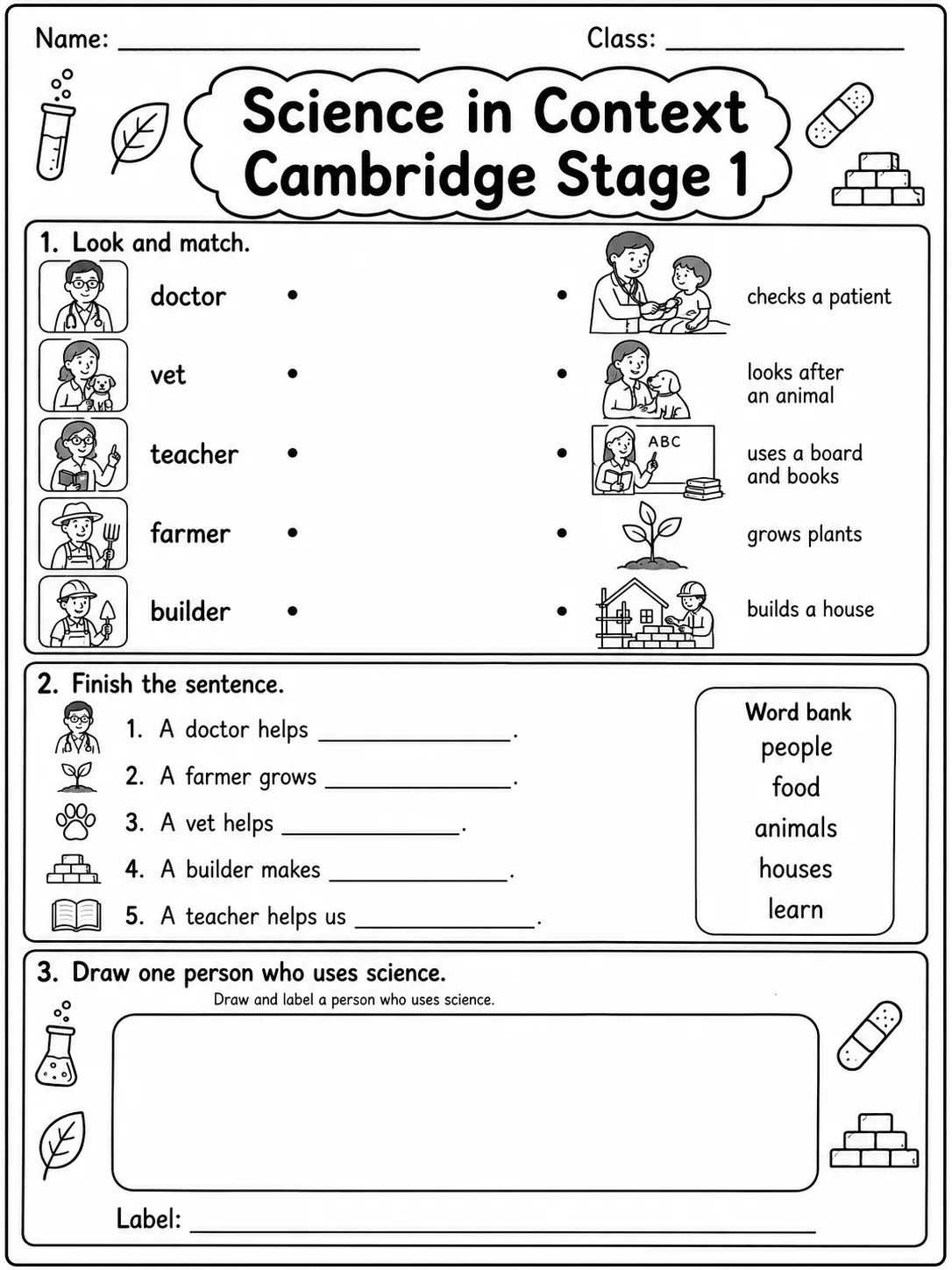 Science in Context Cambridge Stage 1 page 4 printable Cambridge science worksheet preview