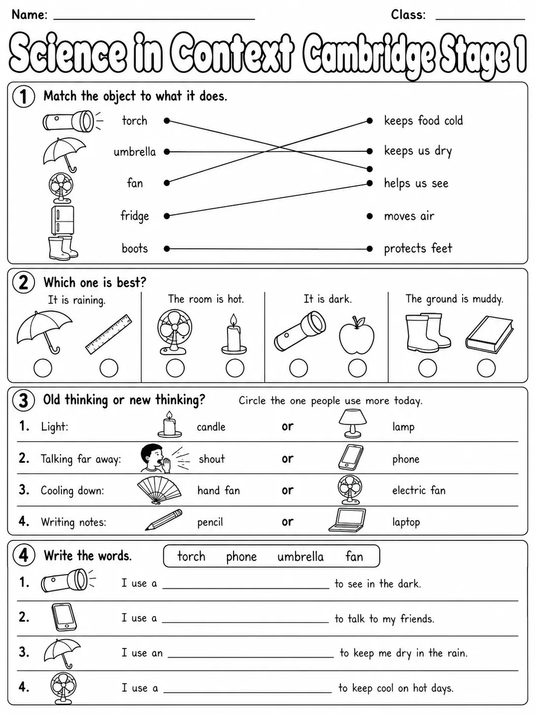 Science in Context Cambridge Stage 1 page 6 printable Cambridge science worksheet preview
