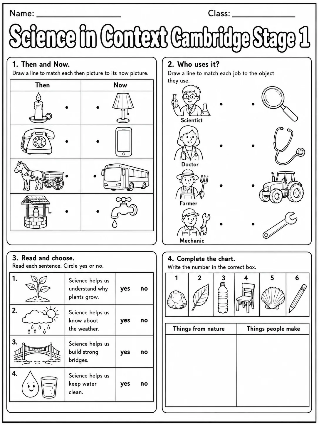 Science in Context Cambridge Stage 1 page 7 printable Cambridge science worksheet preview