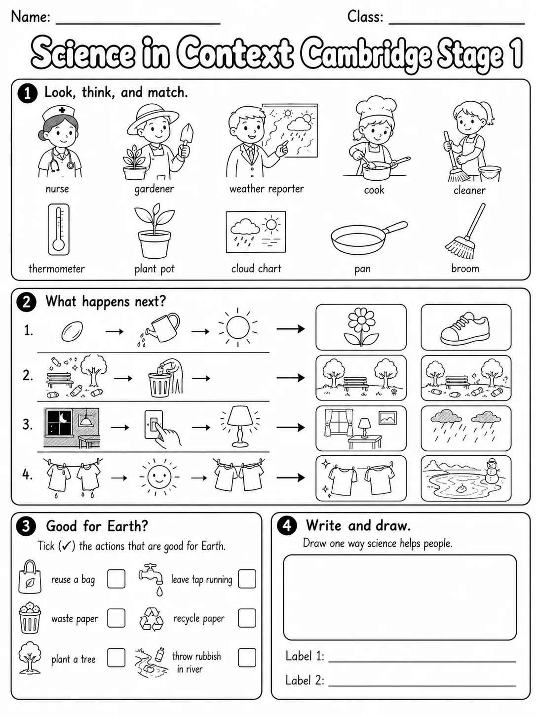 Science in Context Cambridge Stage 1 page 8 printable Cambridge science worksheet preview