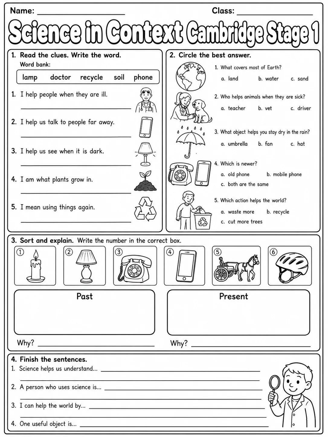 Science in Context Cambridge Stage 1 page 9 printable Cambridge science worksheet preview