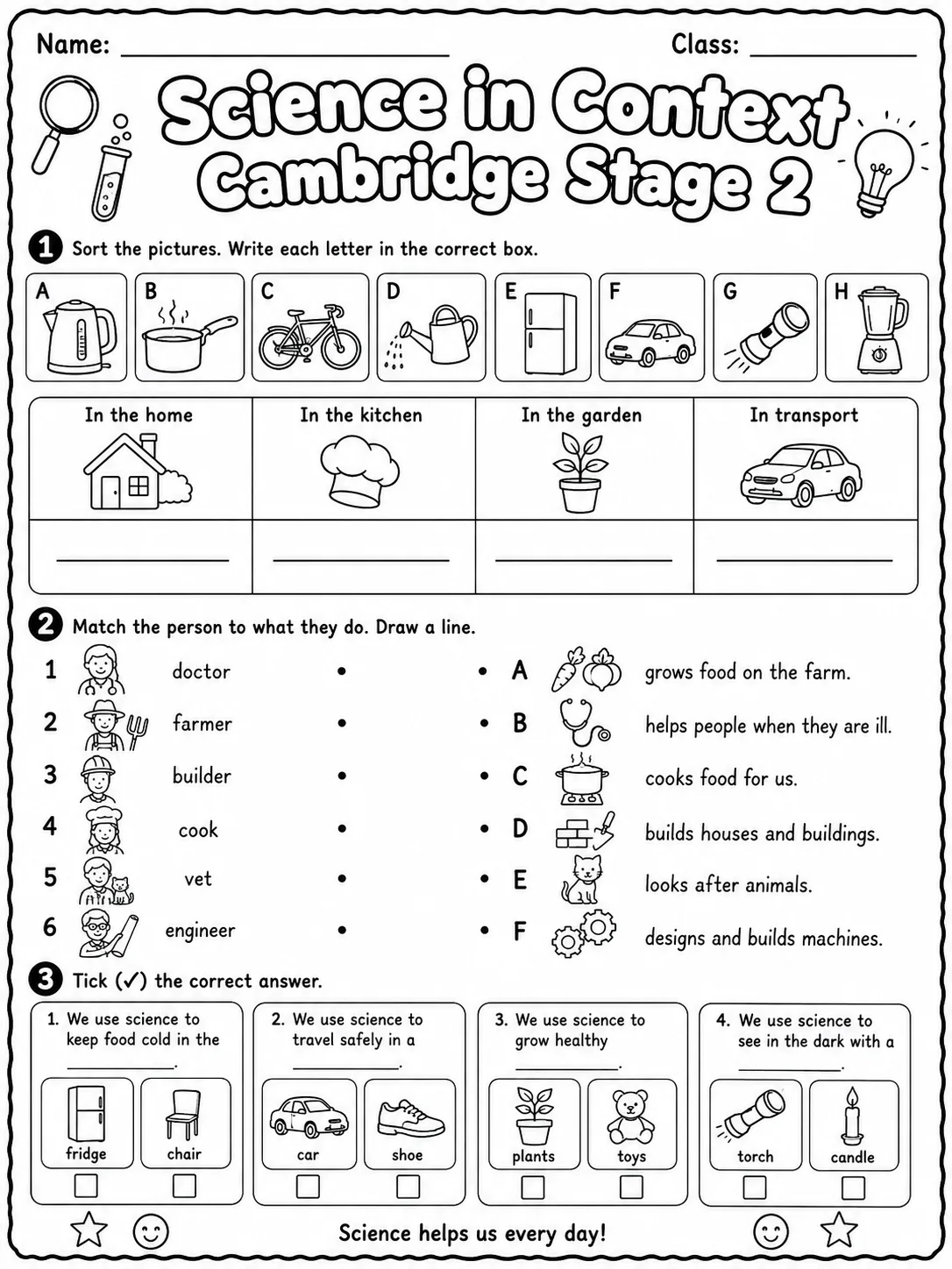 Science in Context Cambridge Stage 2 printable Cambridge Primary Science Stage 2 worksheet preview from KiwiBee