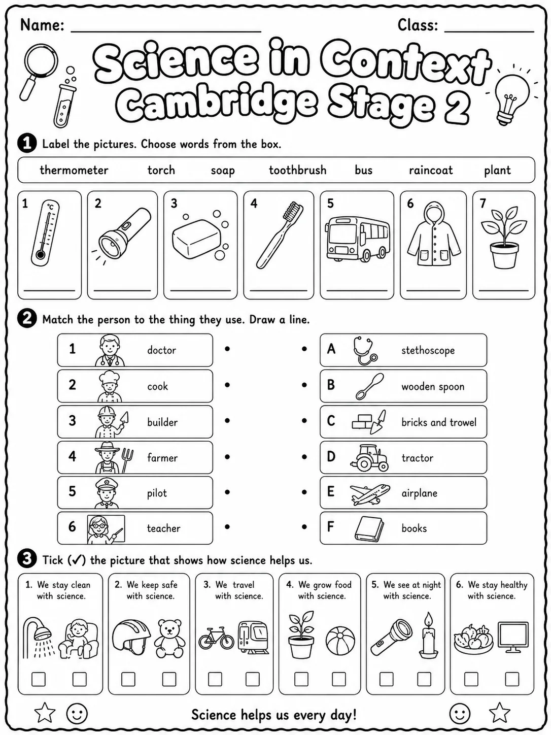 Science in Context Cambridge Stage 2 page 2 printable Cambridge science worksheet preview
