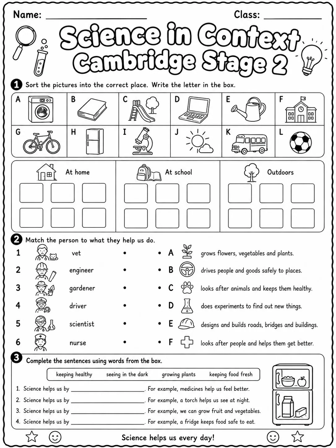 Science in Context Cambridge Stage 2 page 3 printable Cambridge science worksheet preview
