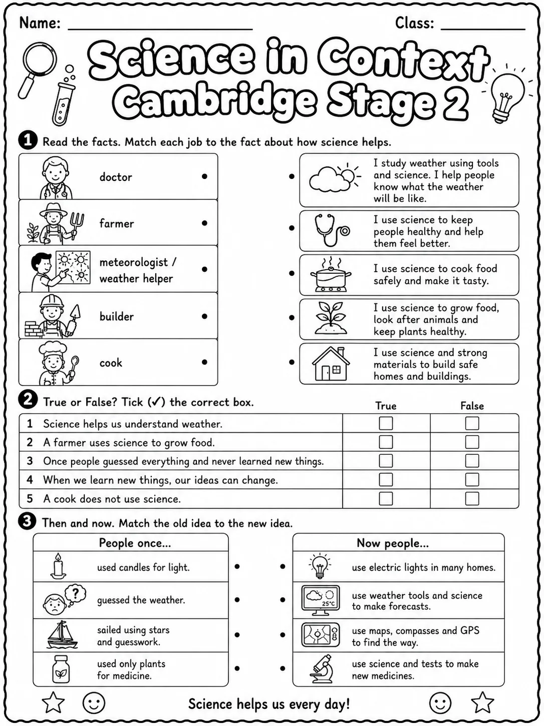 Science in Context Cambridge Stage 2 page 4 printable Cambridge science worksheet preview