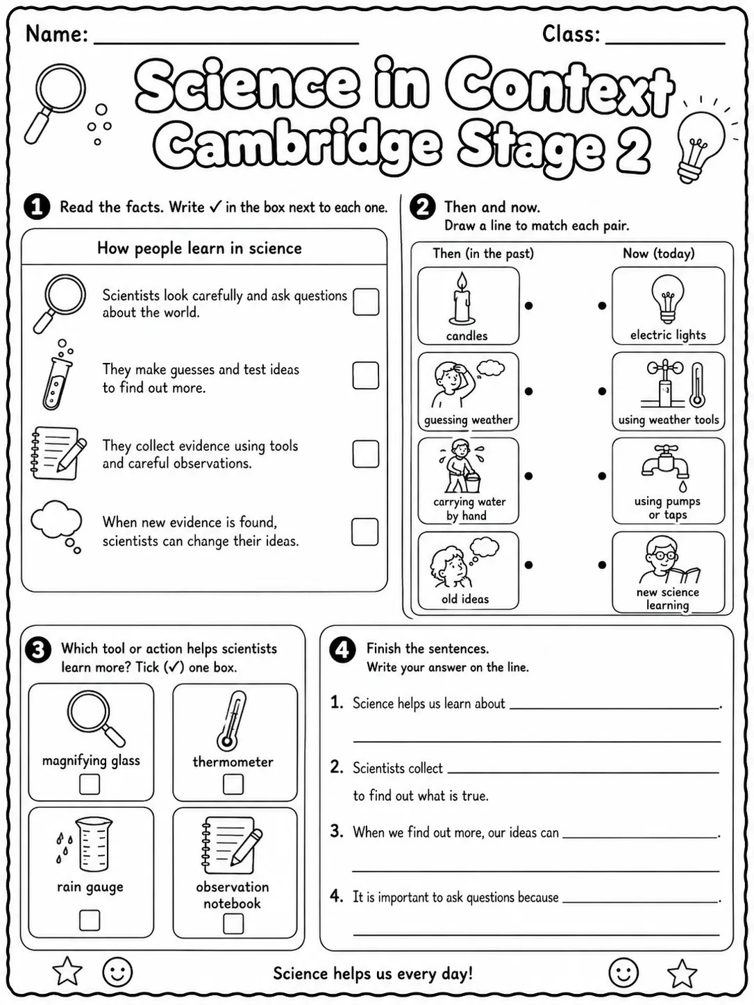 Science in Context Cambridge Stage 2 page 6 printable Cambridge science worksheet preview