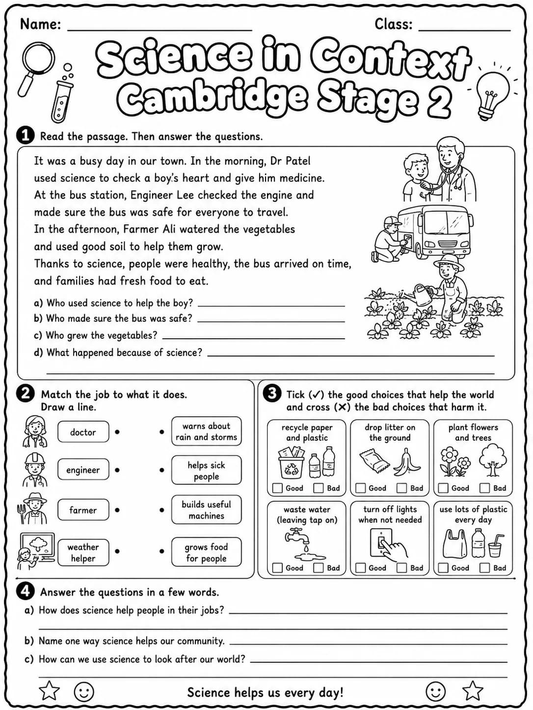 Science in Context Cambridge Stage 2 page 7 printable Cambridge science worksheet preview