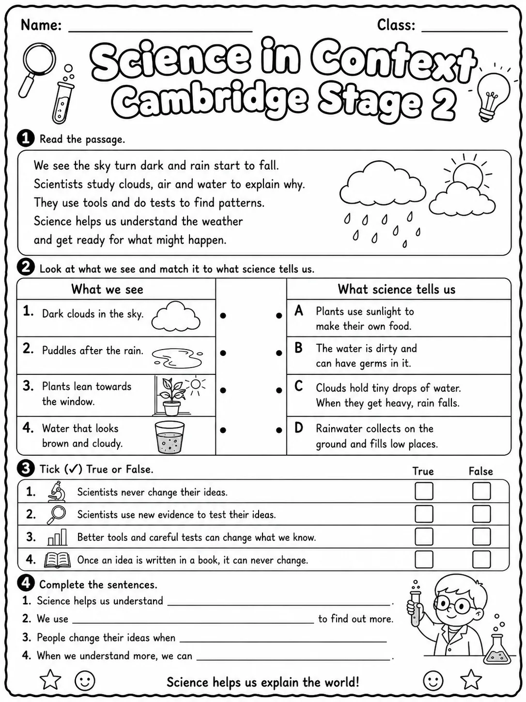 Science in Context Cambridge Stage 2 page 8 printable Cambridge science worksheet preview