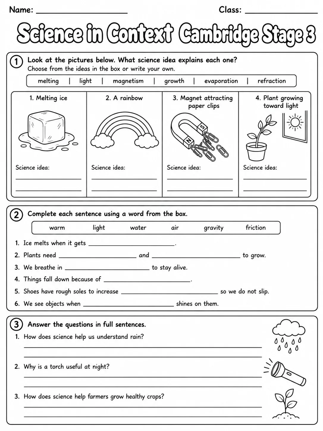 Science in Context Cambridge Stage 3 page 2 printable Cambridge science worksheet preview