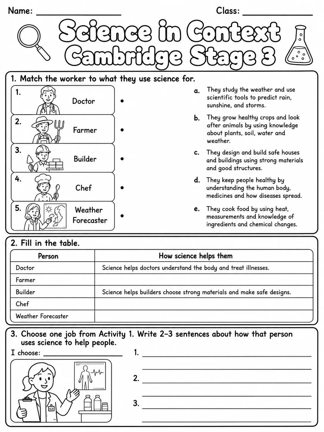 Science in Context Cambridge Stage 3 page 3 printable Cambridge science worksheet preview