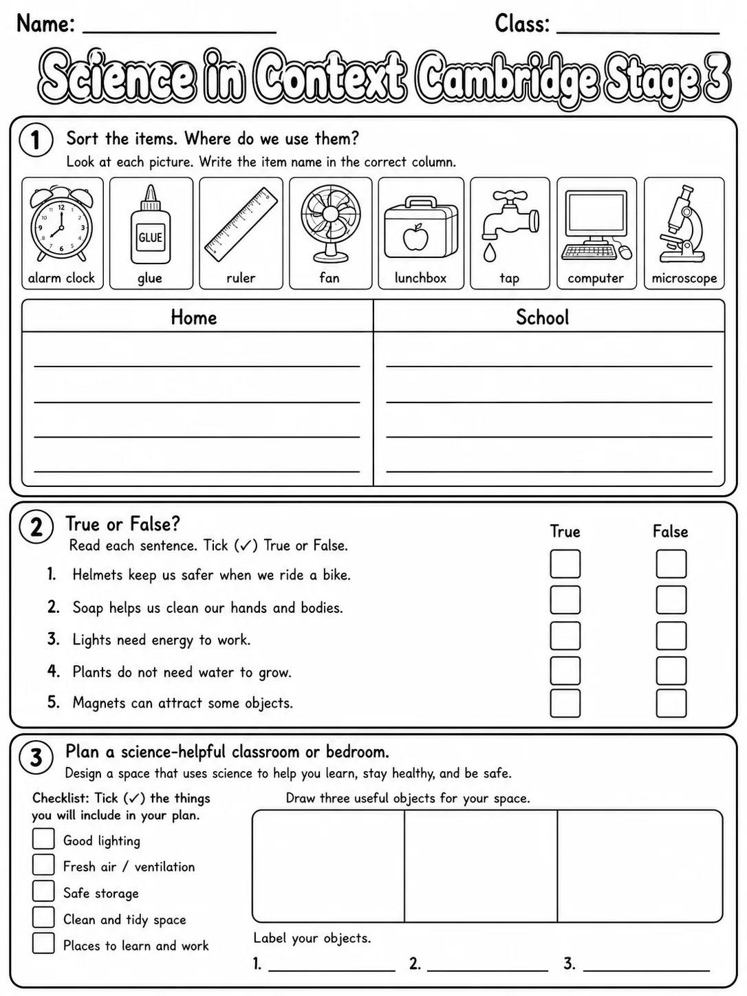 Science in Context Cambridge Stage 3 page 4 printable Cambridge science worksheet preview
